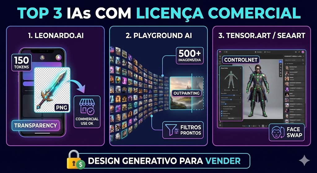 top 3 ia's com licença comercial
